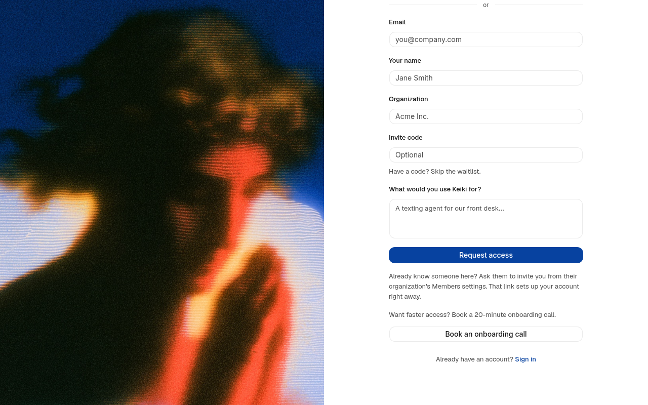 Captured during the scan: The signup page's onboarding call link opens an "Orchid" booking page