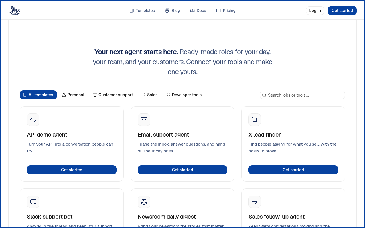 Captured during the scan: Template "Get started" buttons end on a sign-in page with no signup