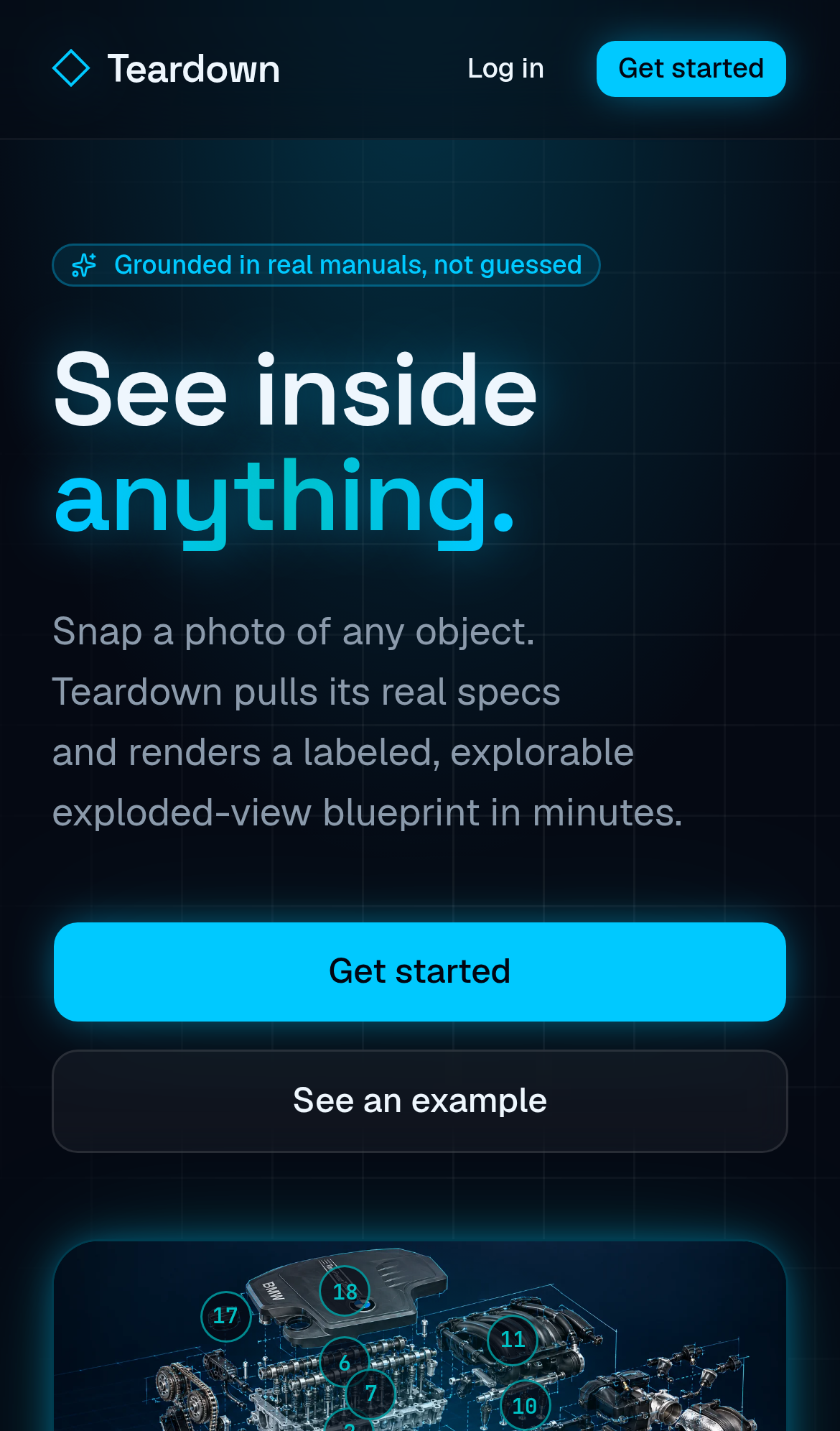 Captured during the scan: Part markers on the phone example overlap and are hard to tap