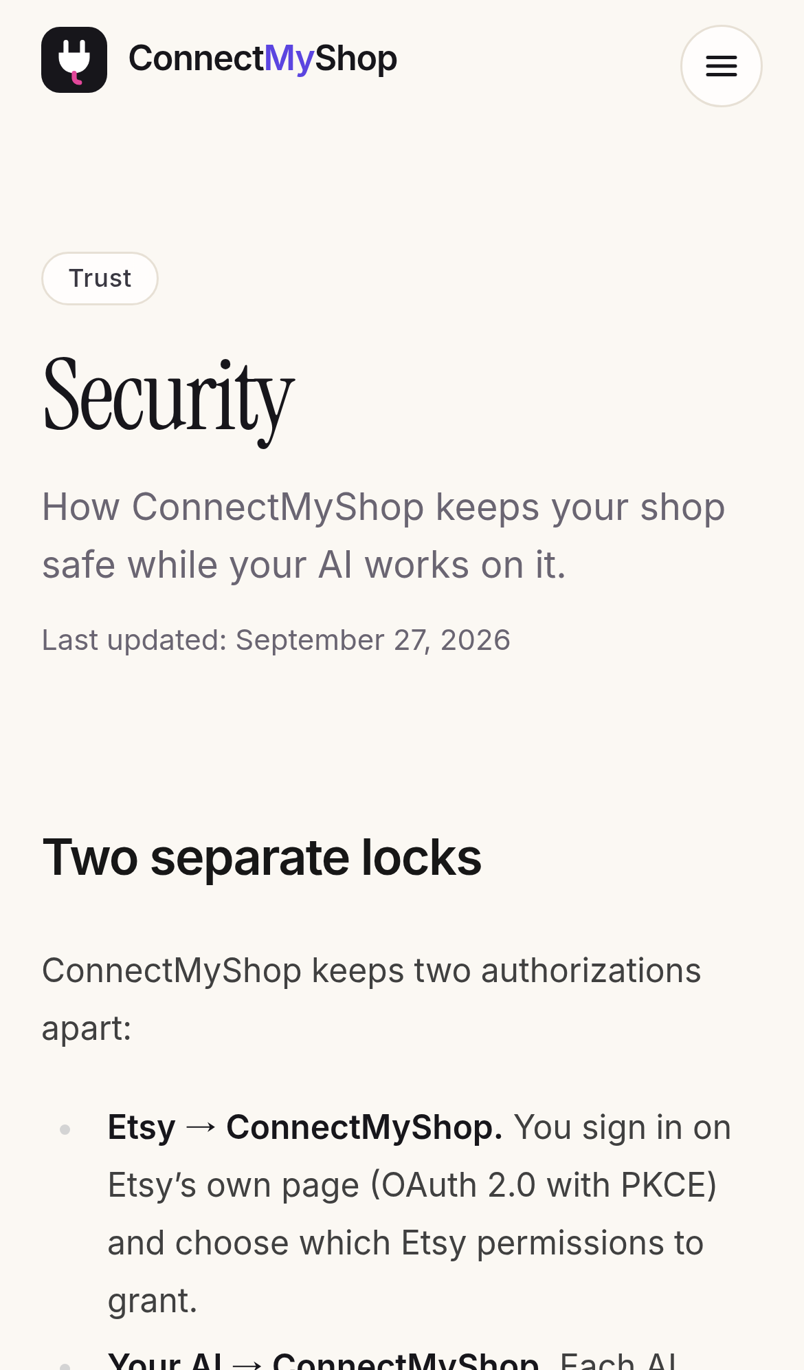 Captured during the scan: The Security page says deleting listings can be turned on