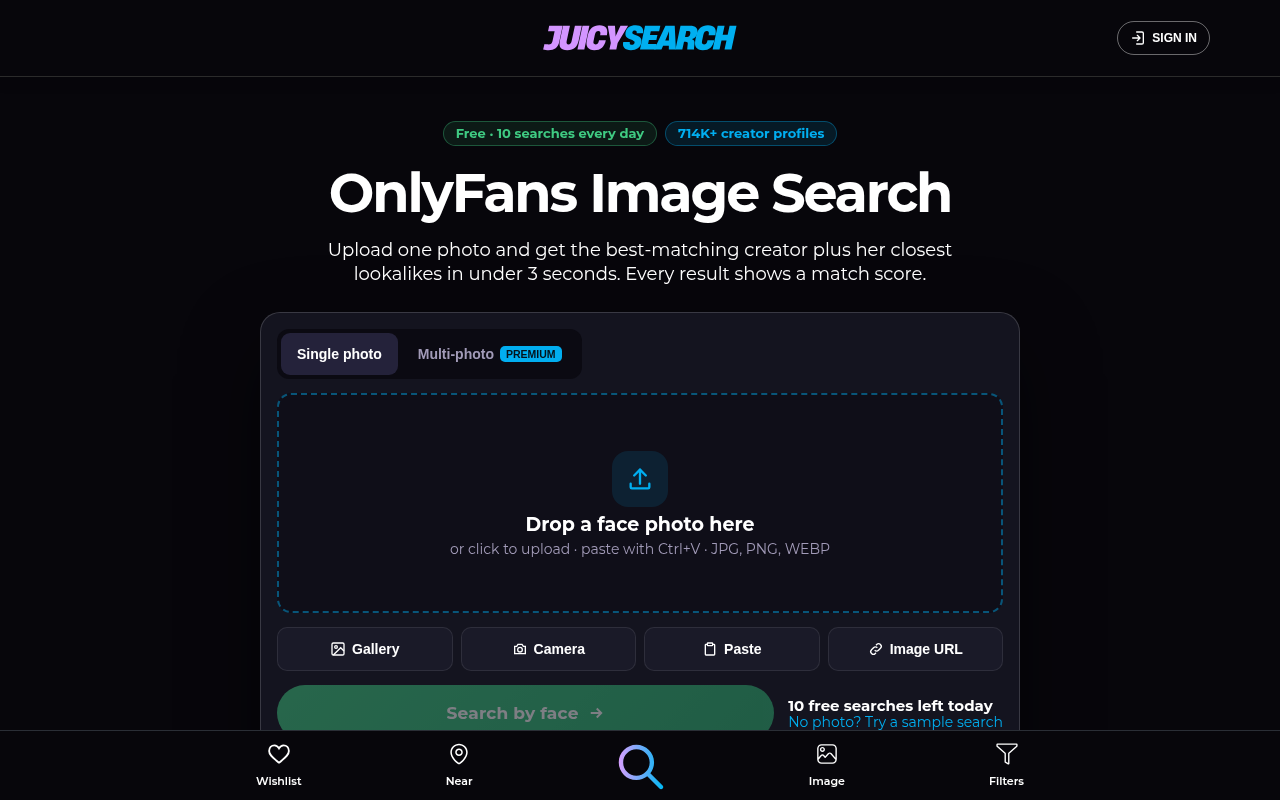 Captured during the scan: The sample image search uses up one of the 10 free daily searches