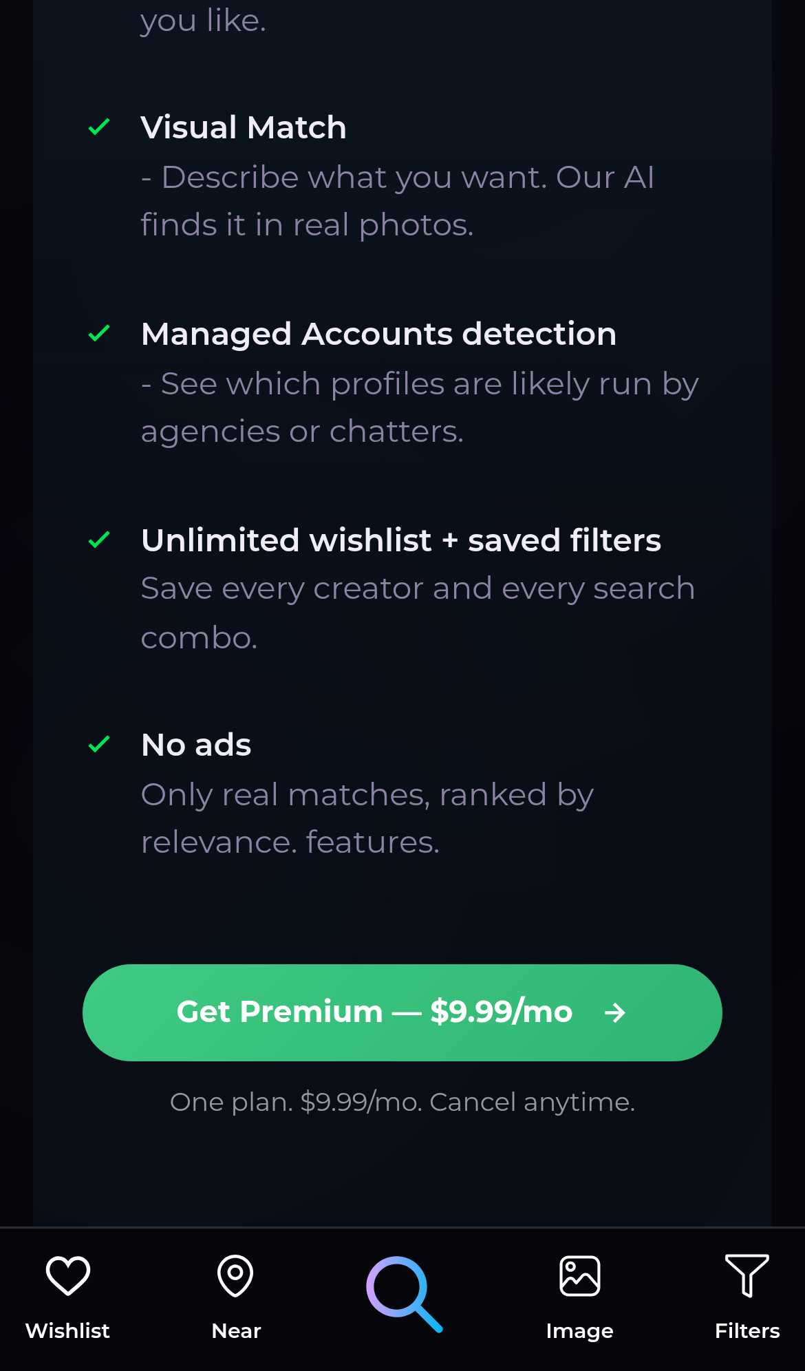 Captured during the scan: The Premium box has a stray "features." above the buy button