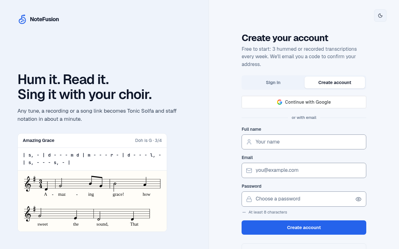 Captured during the scan: The choir plan's price only appears after signing up