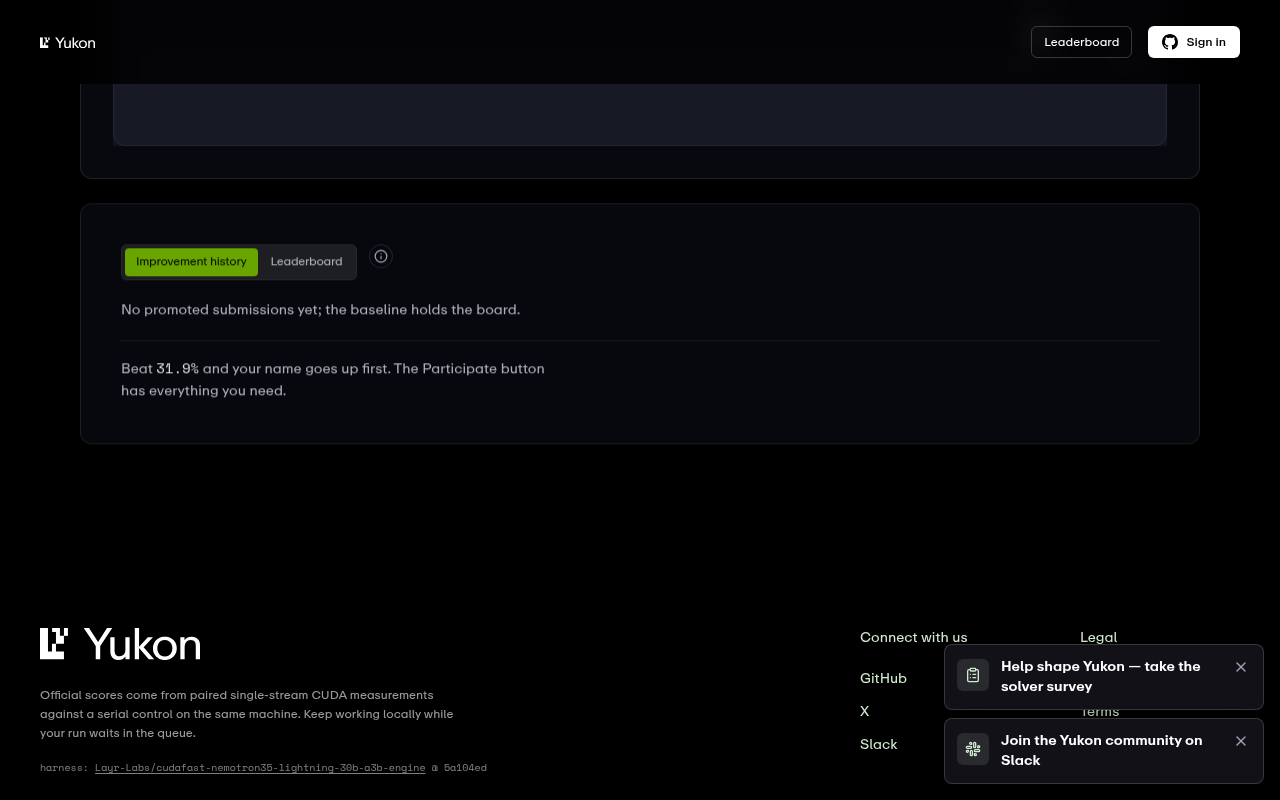 Captured during the scan: The cuda.fast harness link opens a GitHub 404 page