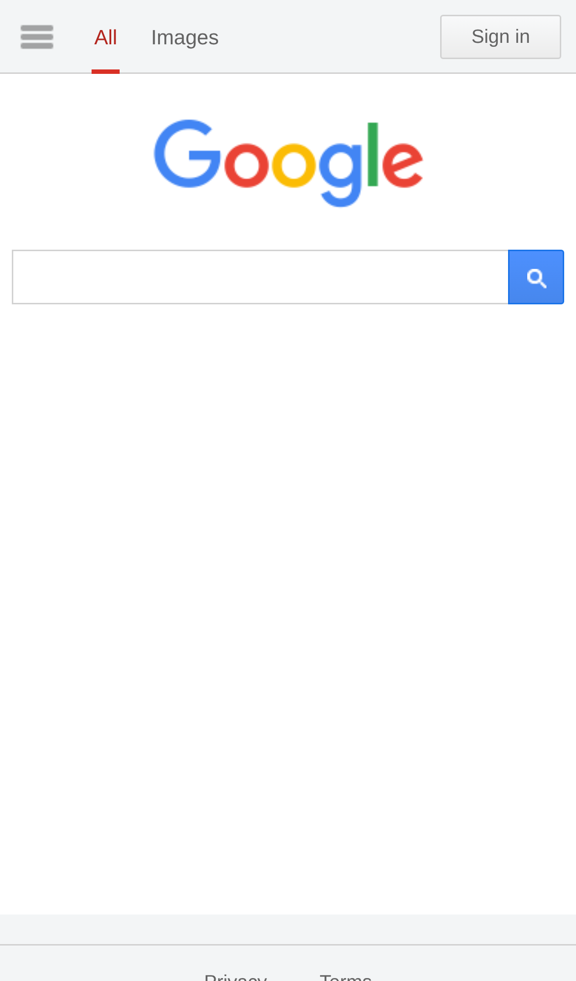 Captured during the scan: The mobile home page is mostly empty white space