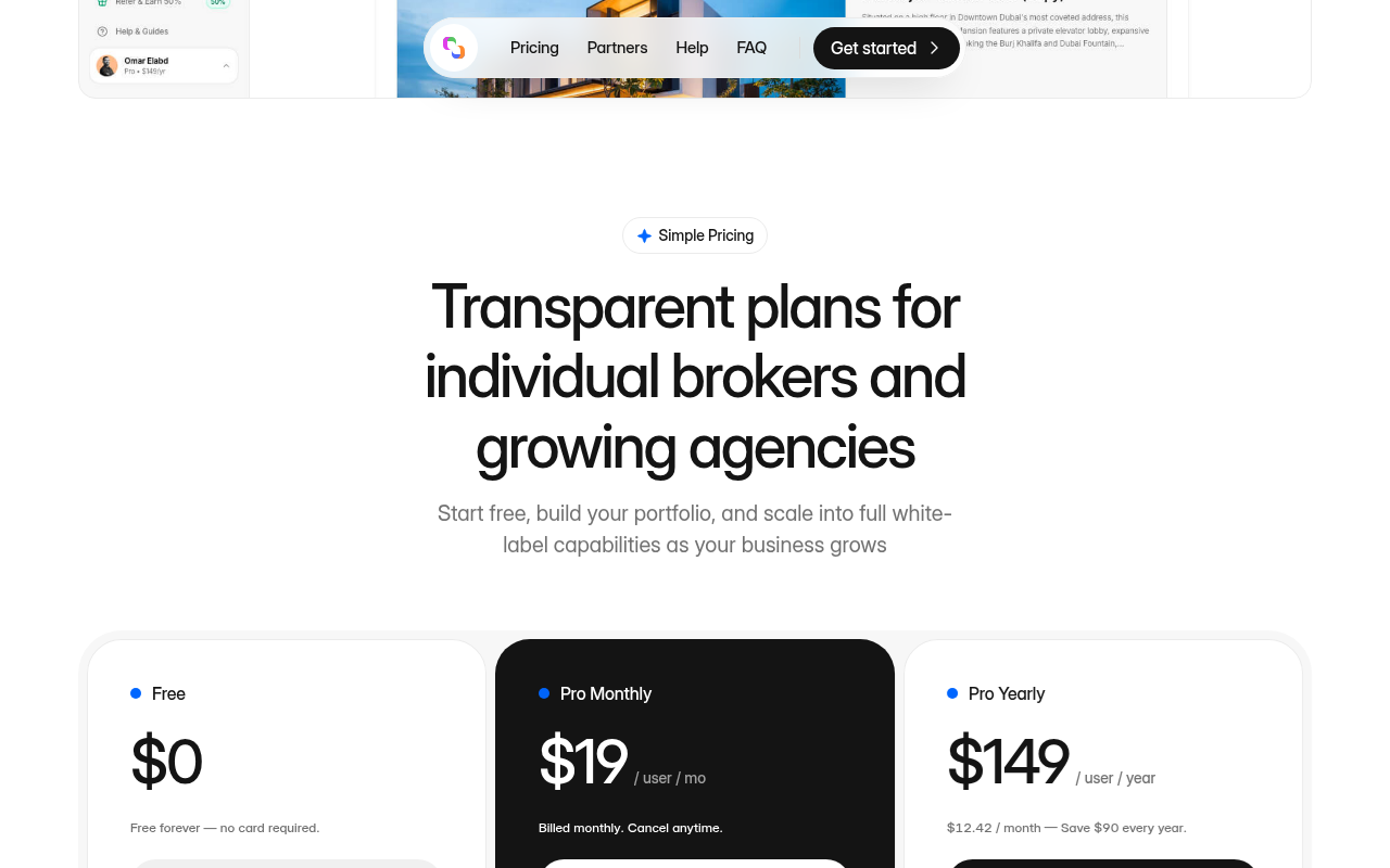 Captured during the scan: The home page lists Pro Monthly at both $19 and $19.99