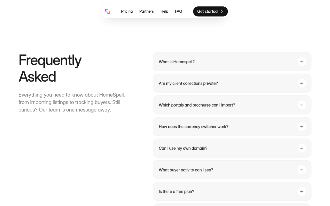 Captured during the scan: The "What is Homespell?" FAQ answers how long setup takes