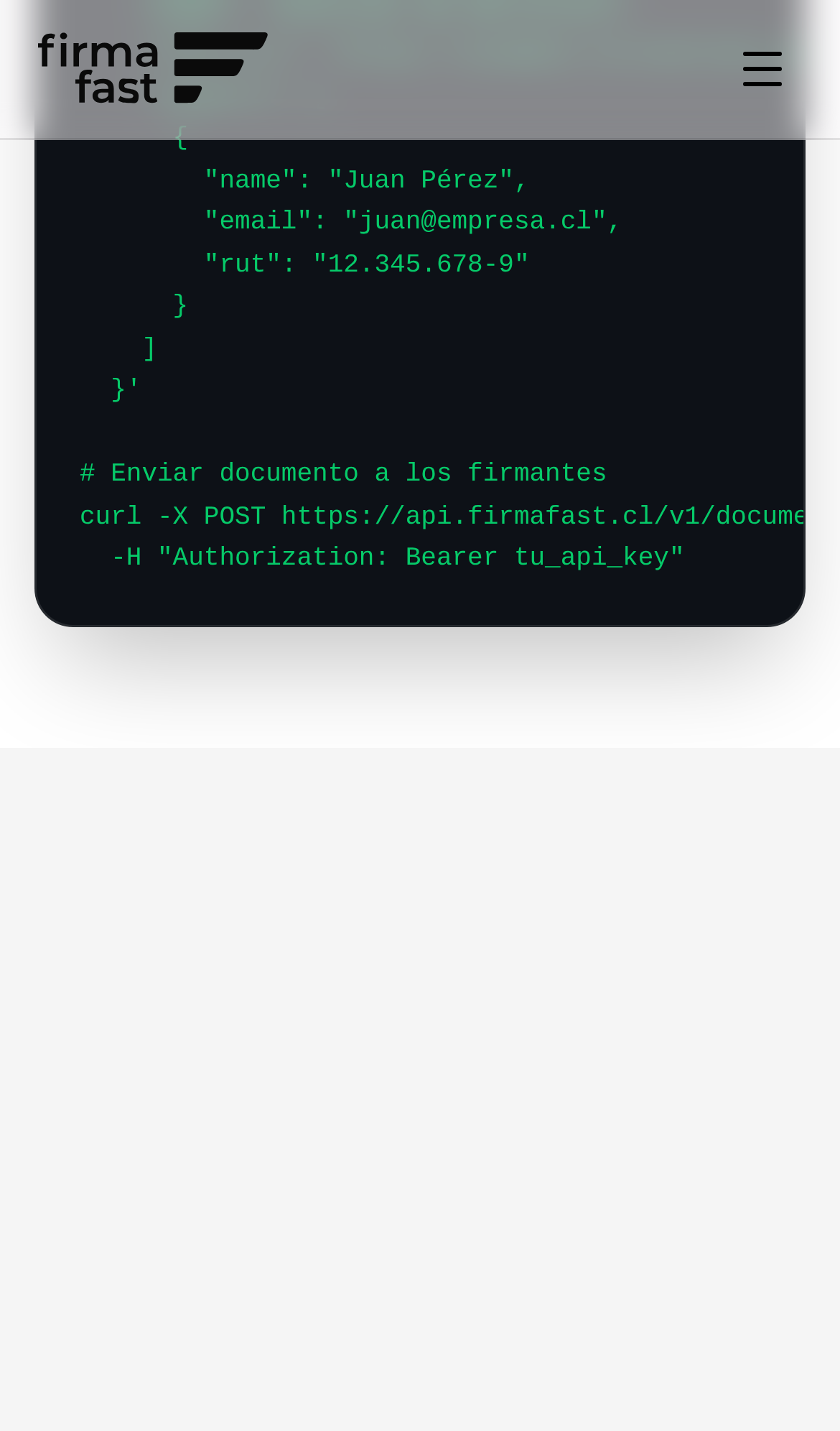 Captured during the scan: The curl example is cut off in the code panel