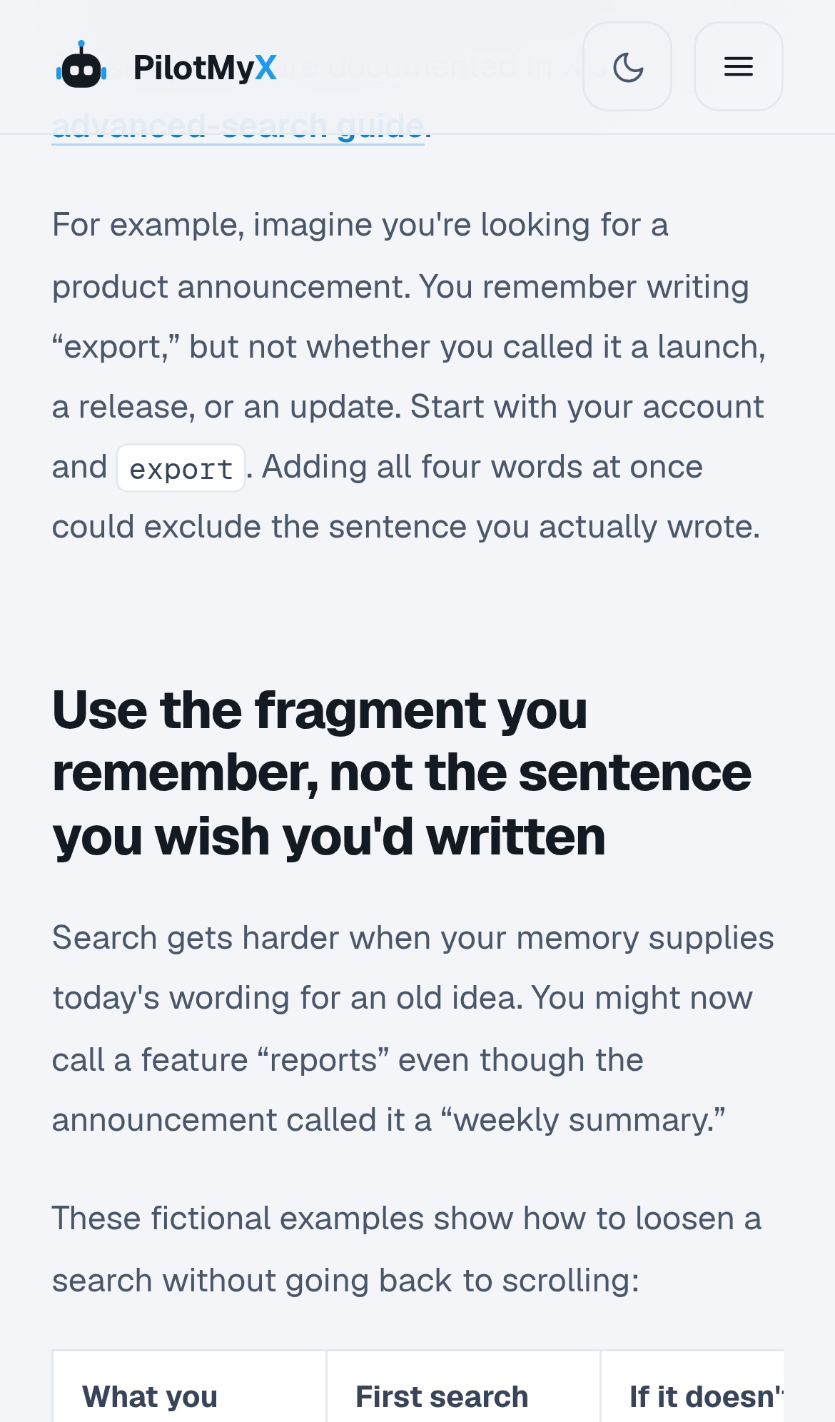 Captured during the scan: The comparison table is clipped on mobile