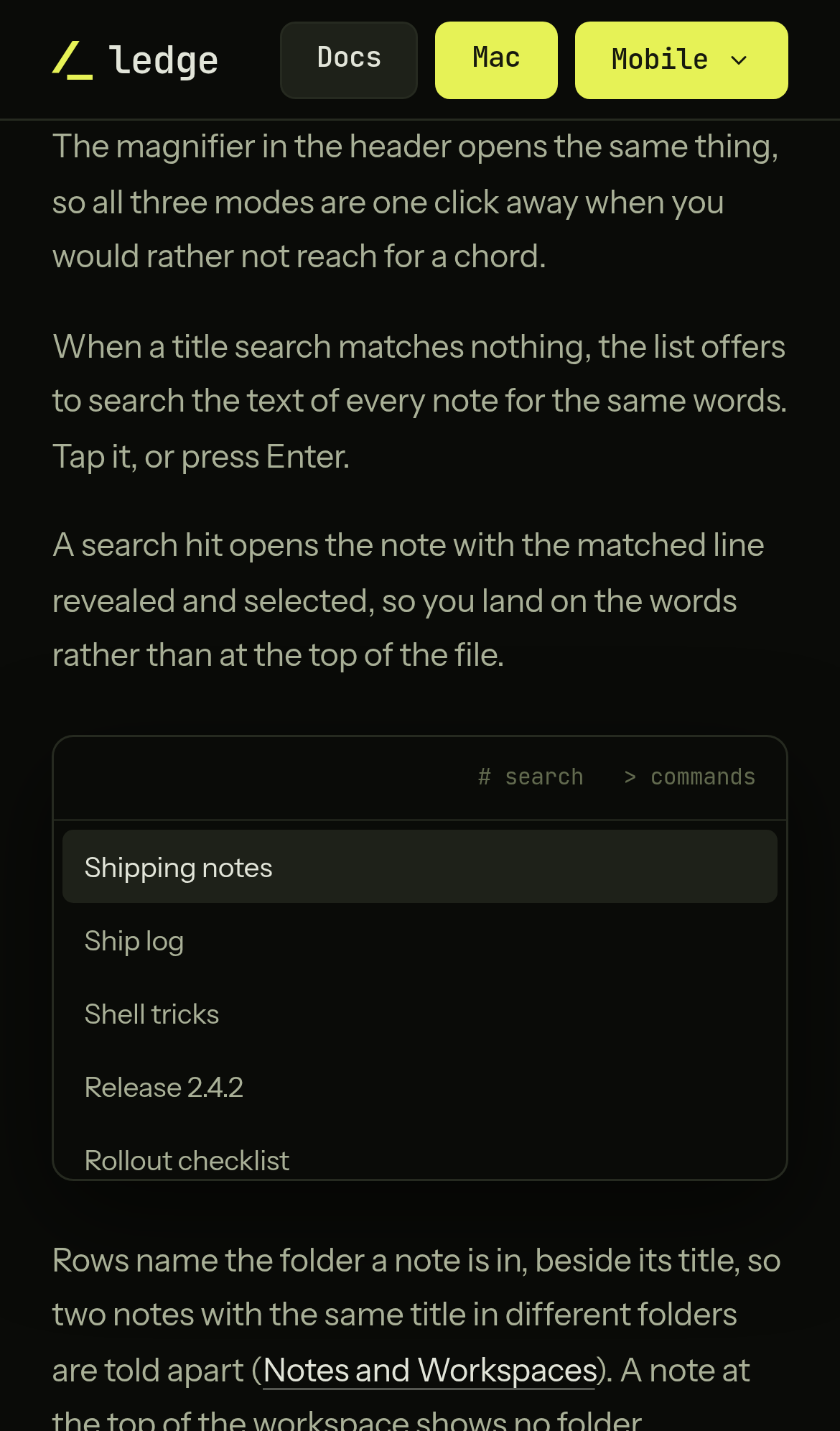 Captured during the scan: The last search result row touches the panel border
