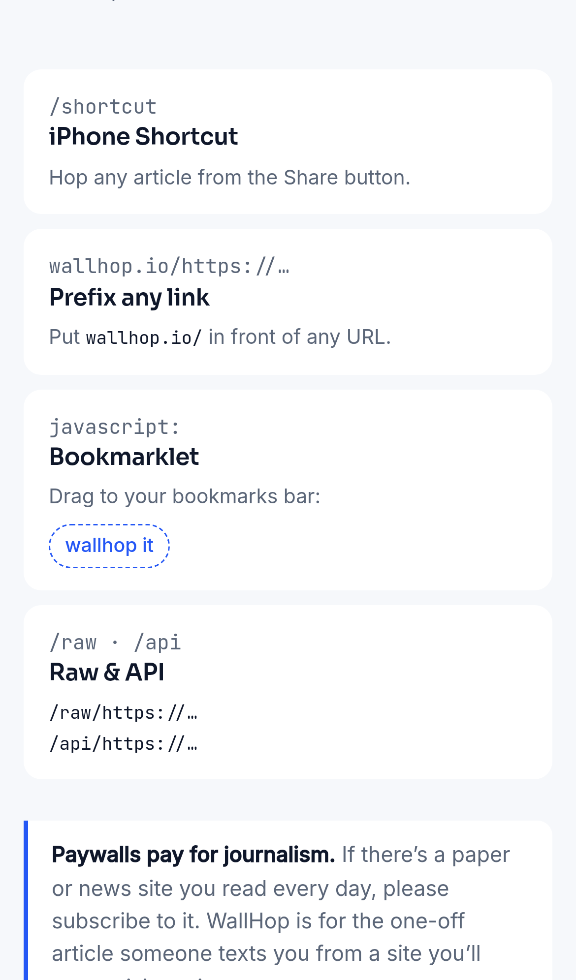 Captured during the scan: The Bookmarklet card on phones offers only a drag control