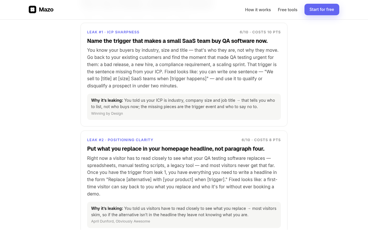 Captured during the scan: The scorecard's trial button opens the home page, not signup